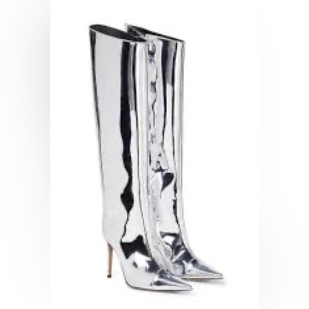 Dejroune Milan Silver Stiletto Boots